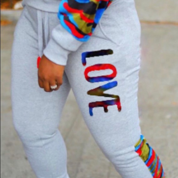 ❌SOLD❌ Casual Letter Two Piece Grey Pants Set NWOT - Picture 3 of 6